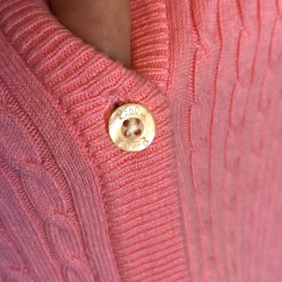 NEW!! Lilly Pulitzer pink cotton sweater cable knit design NWT cardigan sz. Lrg - Picture 6 of 6